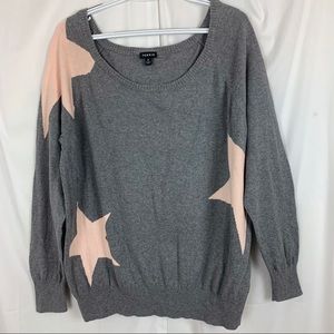 Torrid Grey Lightweight Sweater with Pink Stars